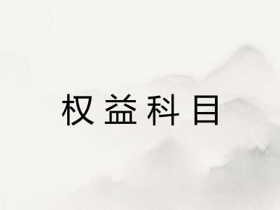 权益科目 权益科目