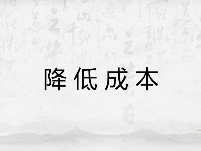 降低成本 降低成本