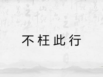 不枉此行 不枉此行