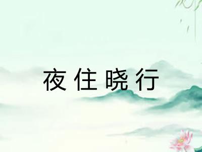 夜住晓行 夜住晓行