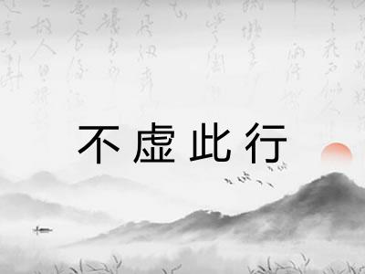 不虚此行 不虚此行