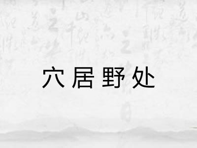穴居野处 穴居野处