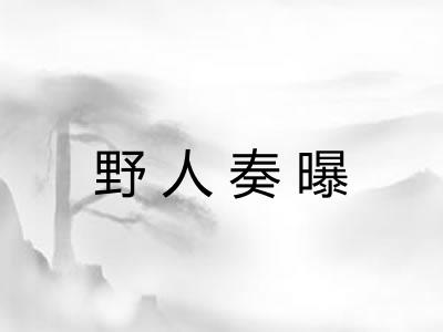 野人奏曝 野人奏曝