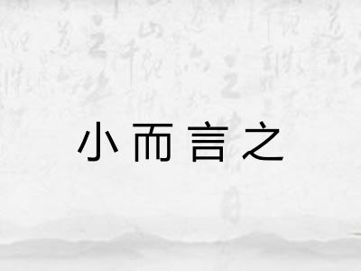 小而言之
