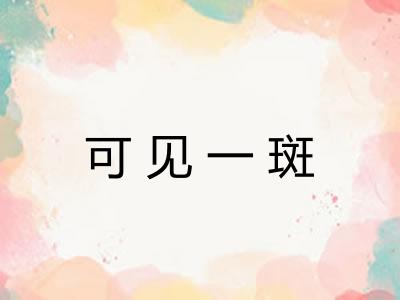 可见一斑 可见一斑