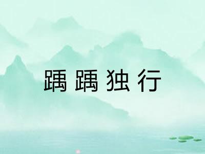 踽踽独行 踽踽独行