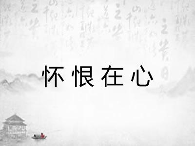 怀恨在心 怀恨在心