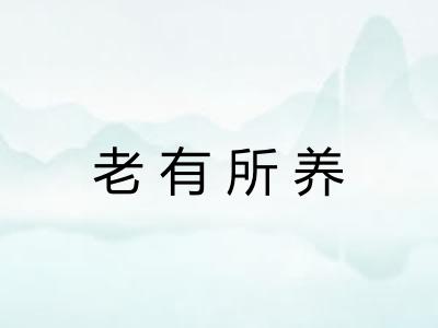 老有所养 老有所养